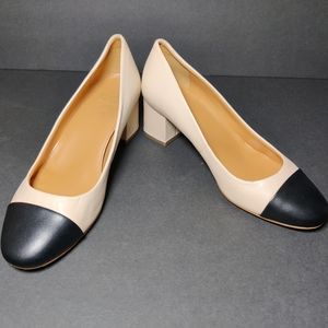 J.Crew Bryn cap toe leather block heels